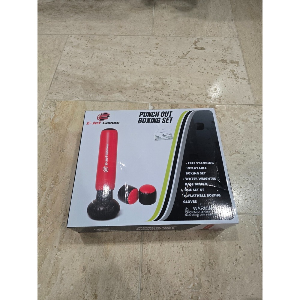 E Jet Games Standing Punching Bag Set Red Black 60" Set of Gloves Pump